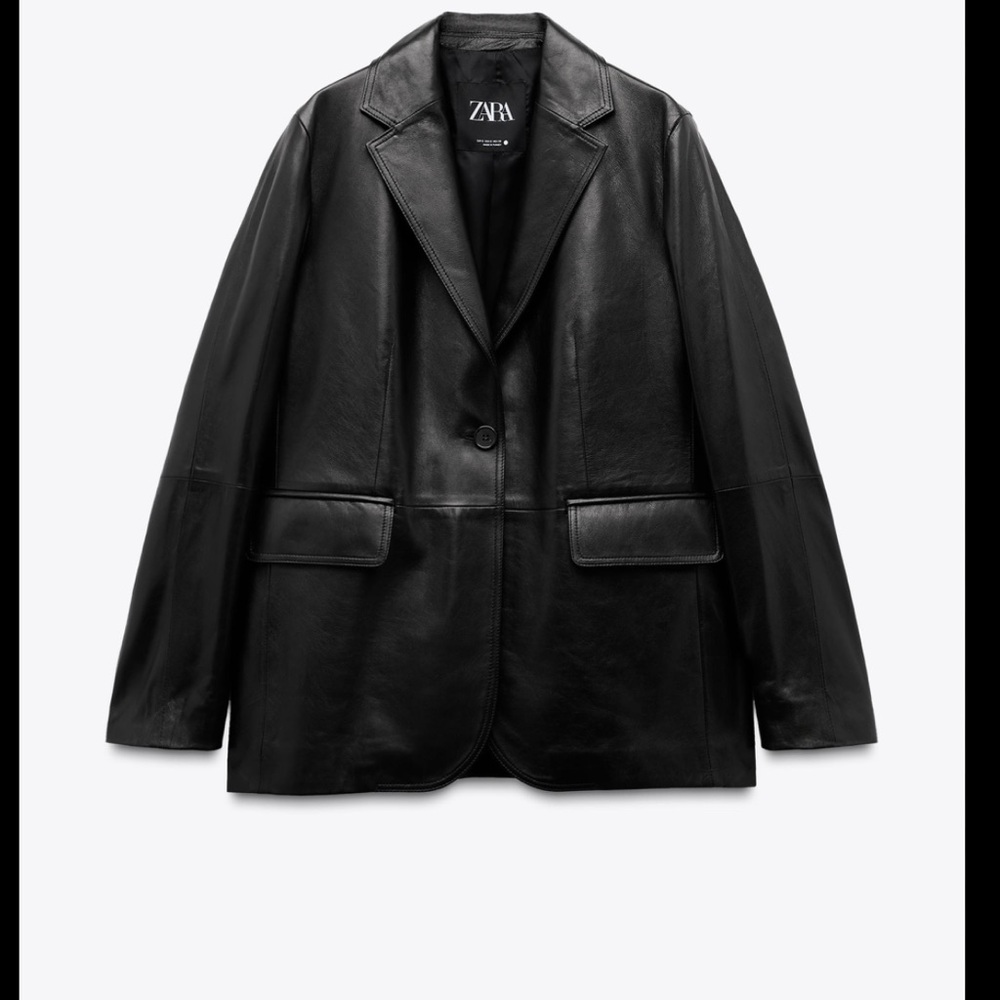 Zara Faux leather blazer black small